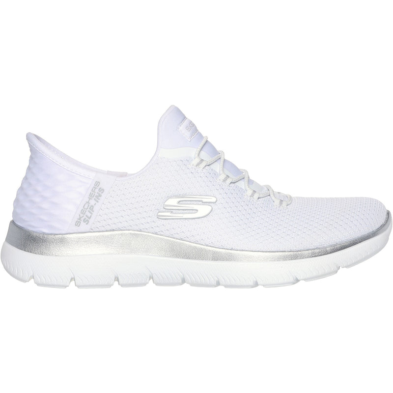 Skechers Womens Summits - Diamond Dream 150123-WSL White/Silver Slip On Shoes