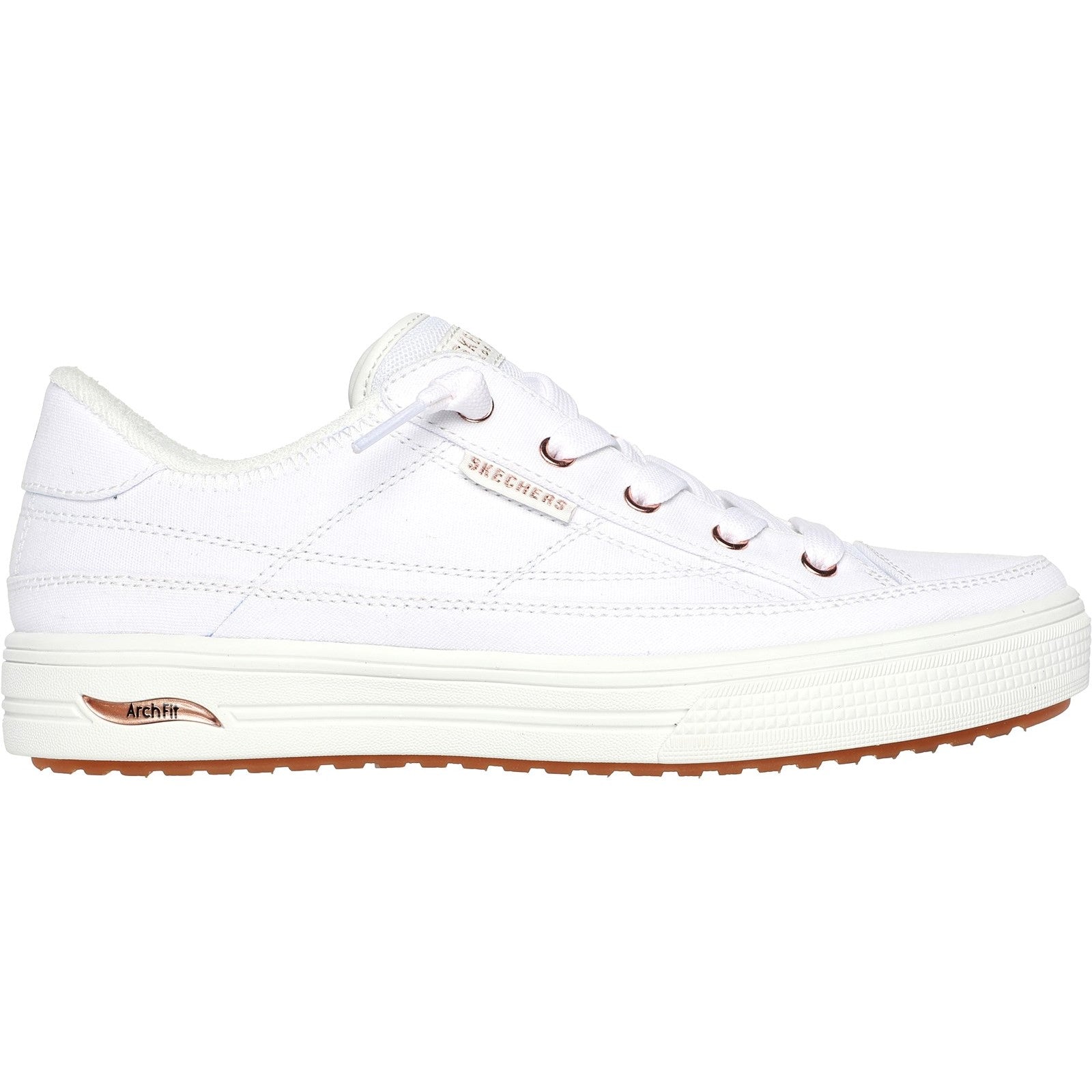 Skechers Womens Arch Fit Arcade - Meet Ya There 177190-WHT White Lace Up Shoes