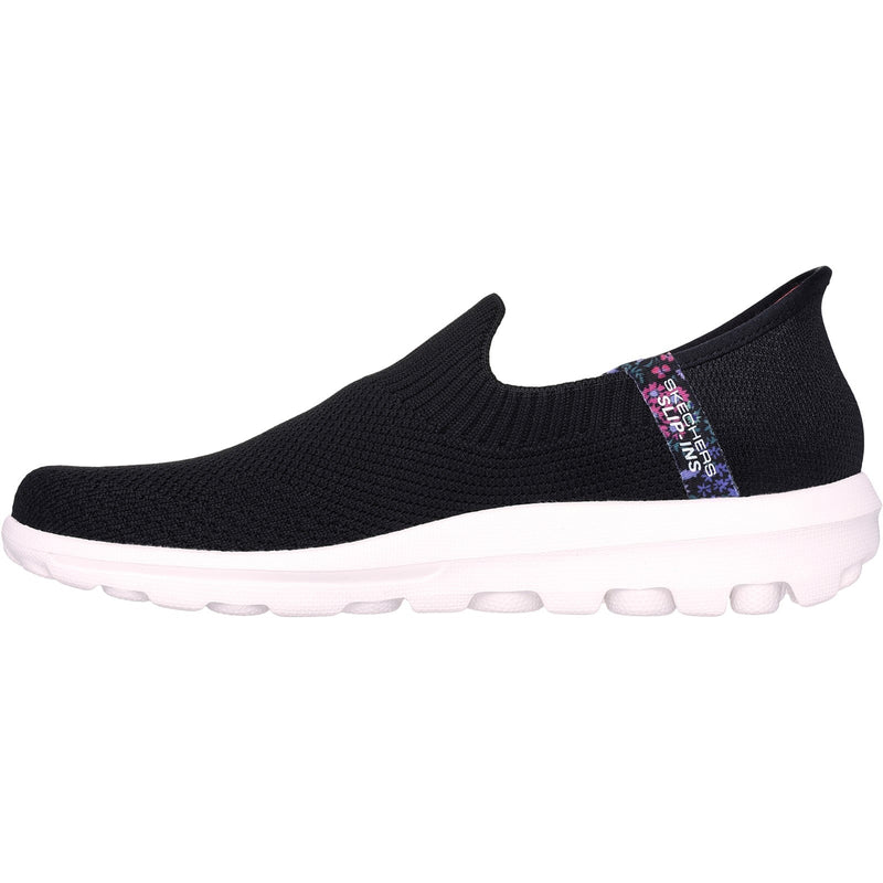 Skechers Womens GO WALK Travel Tahiti Sunset 124799-BLK Black Slip On Shoes