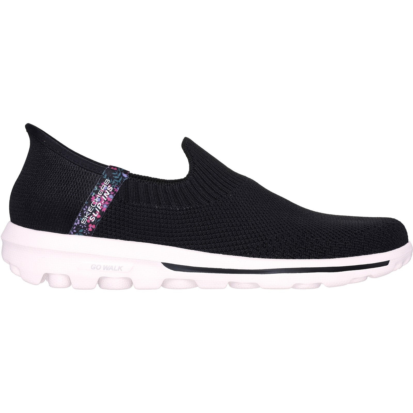 Skechers Womens GO WALK Travel Tahiti Sunset 124799-BLK Black Slip On Shoes