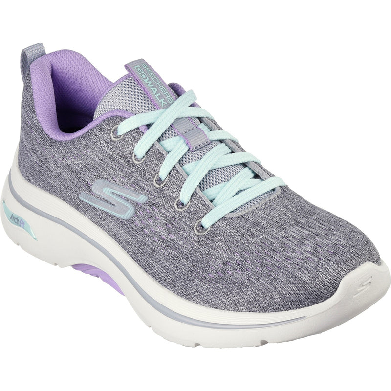 Skechers Womens GO WALK Arch Fit 2.0 Vivid Sunset 125311-GYLV Grey/Lavender Lace Up Shoes