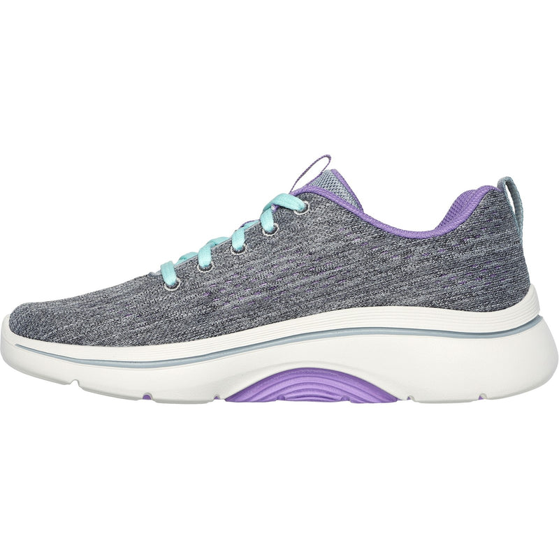 Skechers Womens GO WALK Arch Fit 2.0 Vivid Sunset 125311-GYLV Grey/Lavender Lace Up Shoes