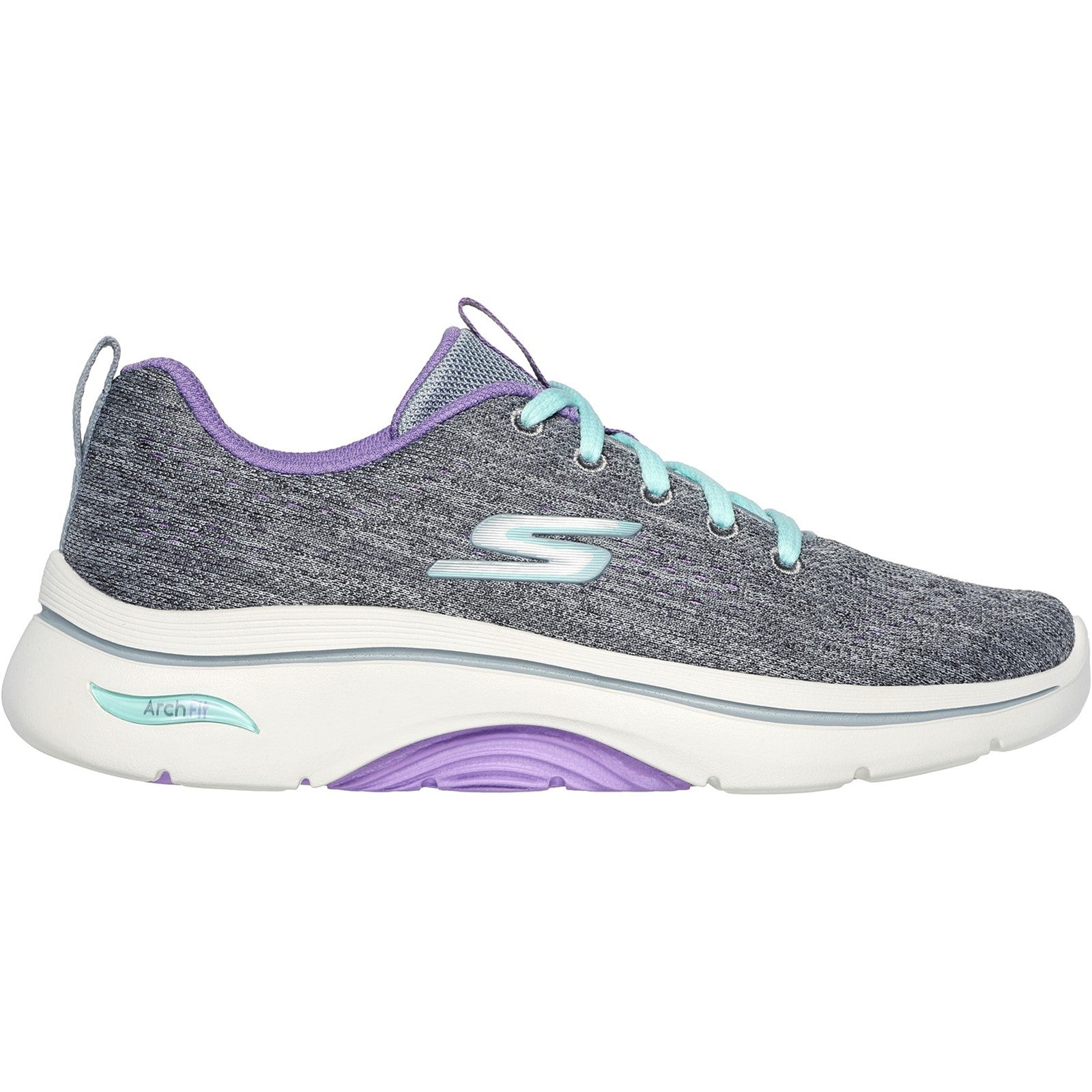 Skechers Womens GO WALK Arch Fit 2.0 Vivid Sunset 125311-GYLV Grey/Lavender Lace Up Shoes
