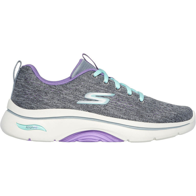 Skechers Womens GO WALK Arch Fit 2.0 Vivid Sunset 125311-GYLV Grey/Lavender Lace Up Shoes