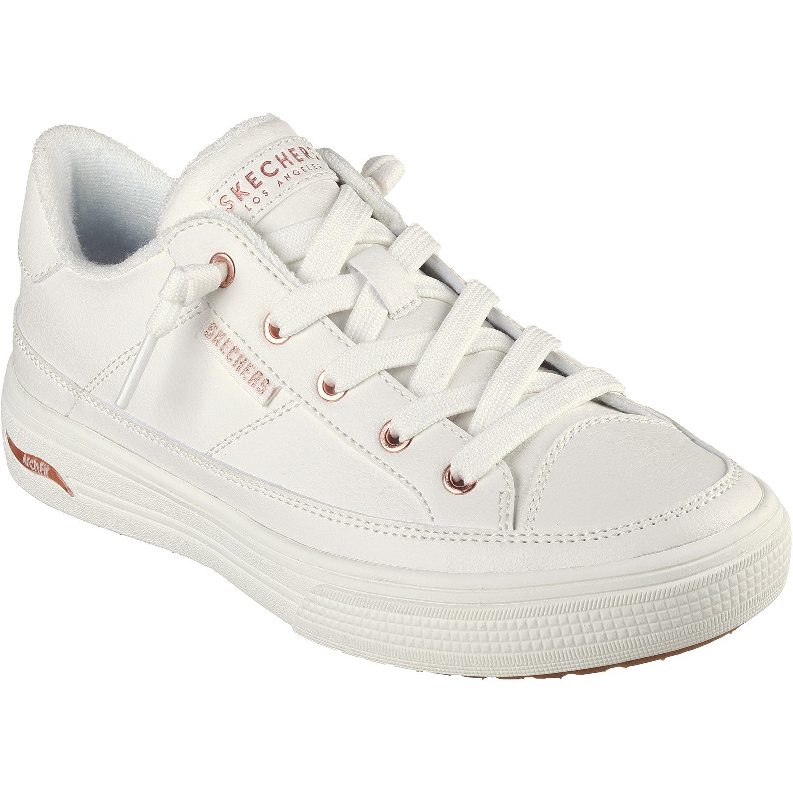 Skechers Womens Arch Fit Arcade On My Way 177189-WHT White Lace Up Shoes