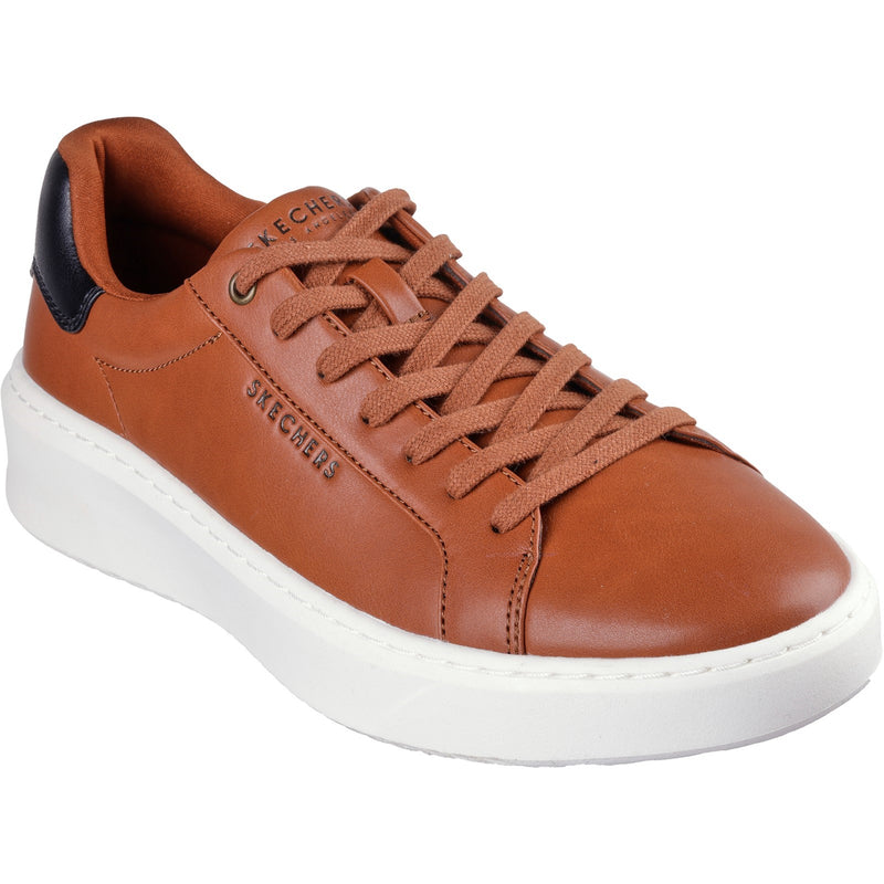 Skechers Mens Court Break Suit Sneaker 183175-COG Cognac Lace Up Shoes