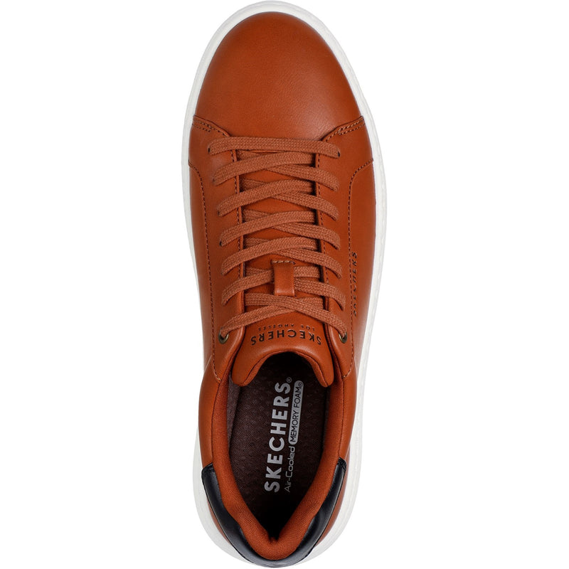Skechers Mens Court Break Suit Sneaker 183175-COG Cognac Lace Up Shoes