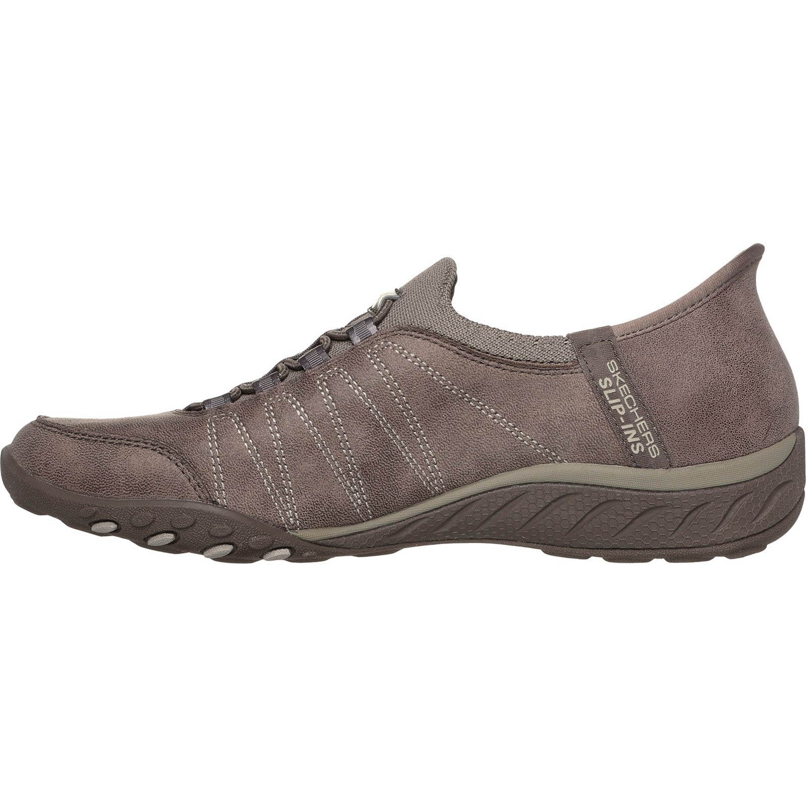 Skechers Womens Breathe-Easy Home-Body 100615-DKTP Dark Taupe Slip On Shoes