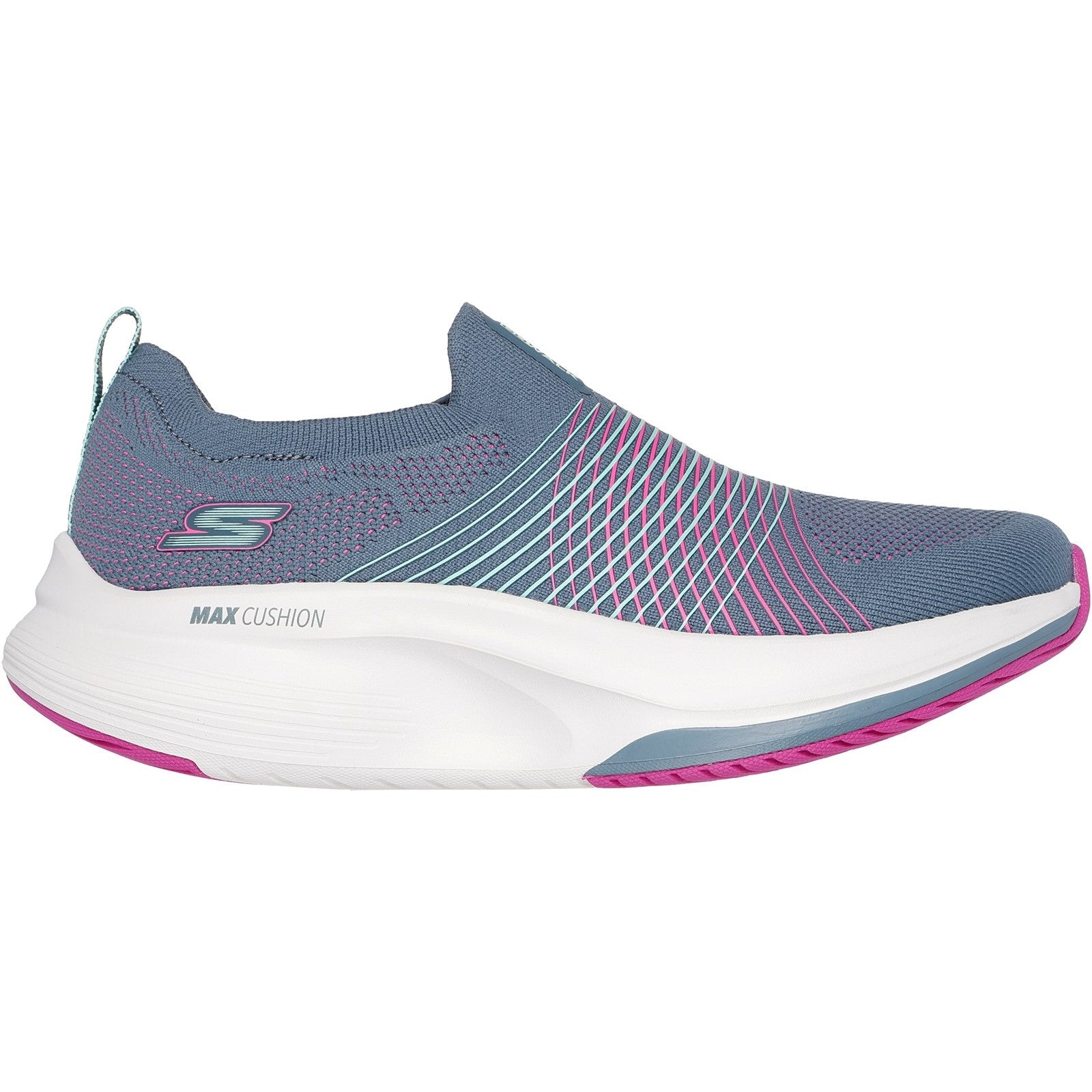 Skechers Womens GO WALK Max Walker Sally 125052-CCPR Charcoal/Purple Slip On Shoes