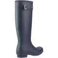 Hunter Womens Navy Tall Tartan Back Strap Wellington Boots