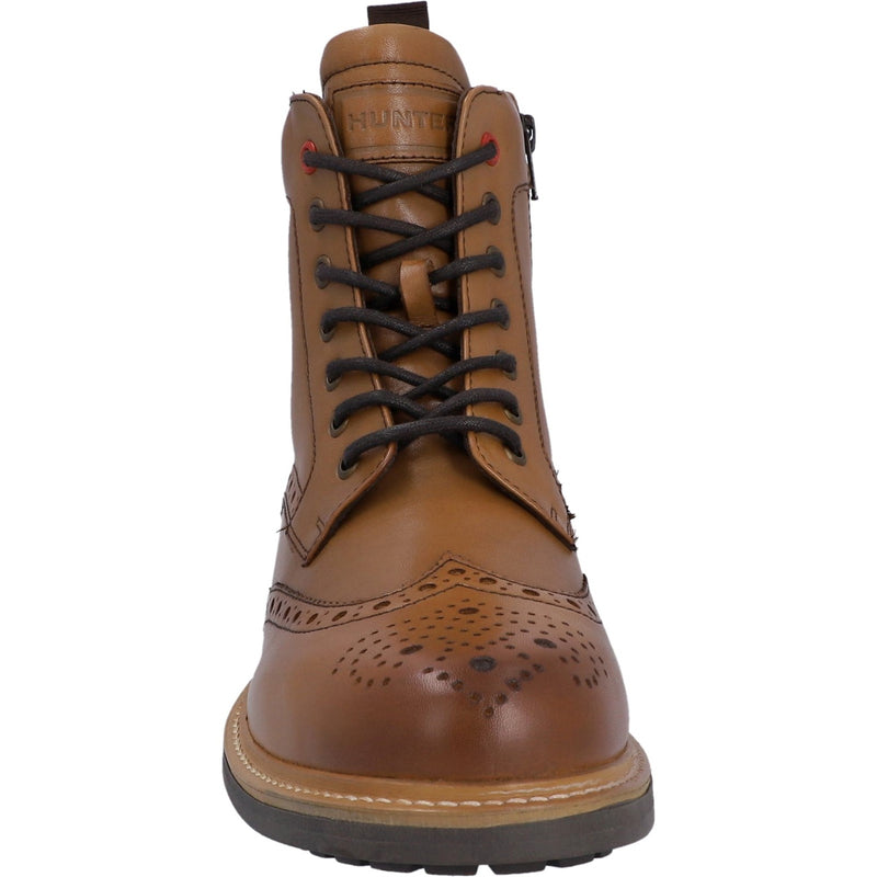Hunter Mens Tan Cawdor Brogue Ankle Boots