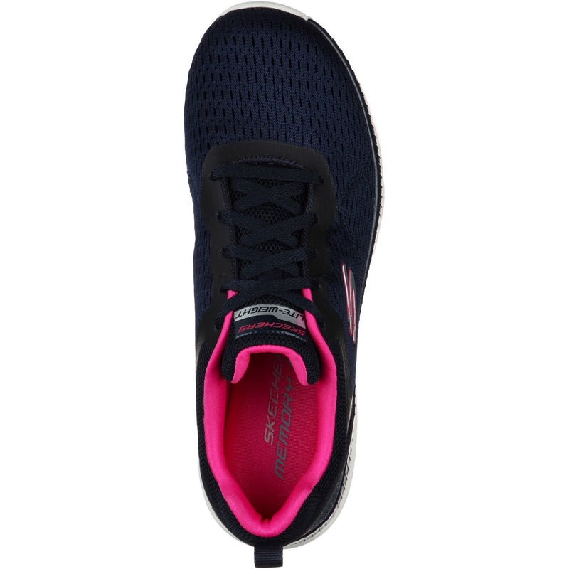 Skechers Womens Bountiful Quick Path 12607-NVHP Navy/Hot Pink Lace Up Shoes