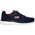 Skechers Womens Bountiful Quick Path 12607-NVHP Navy/Hot Pink Lace Up Shoes