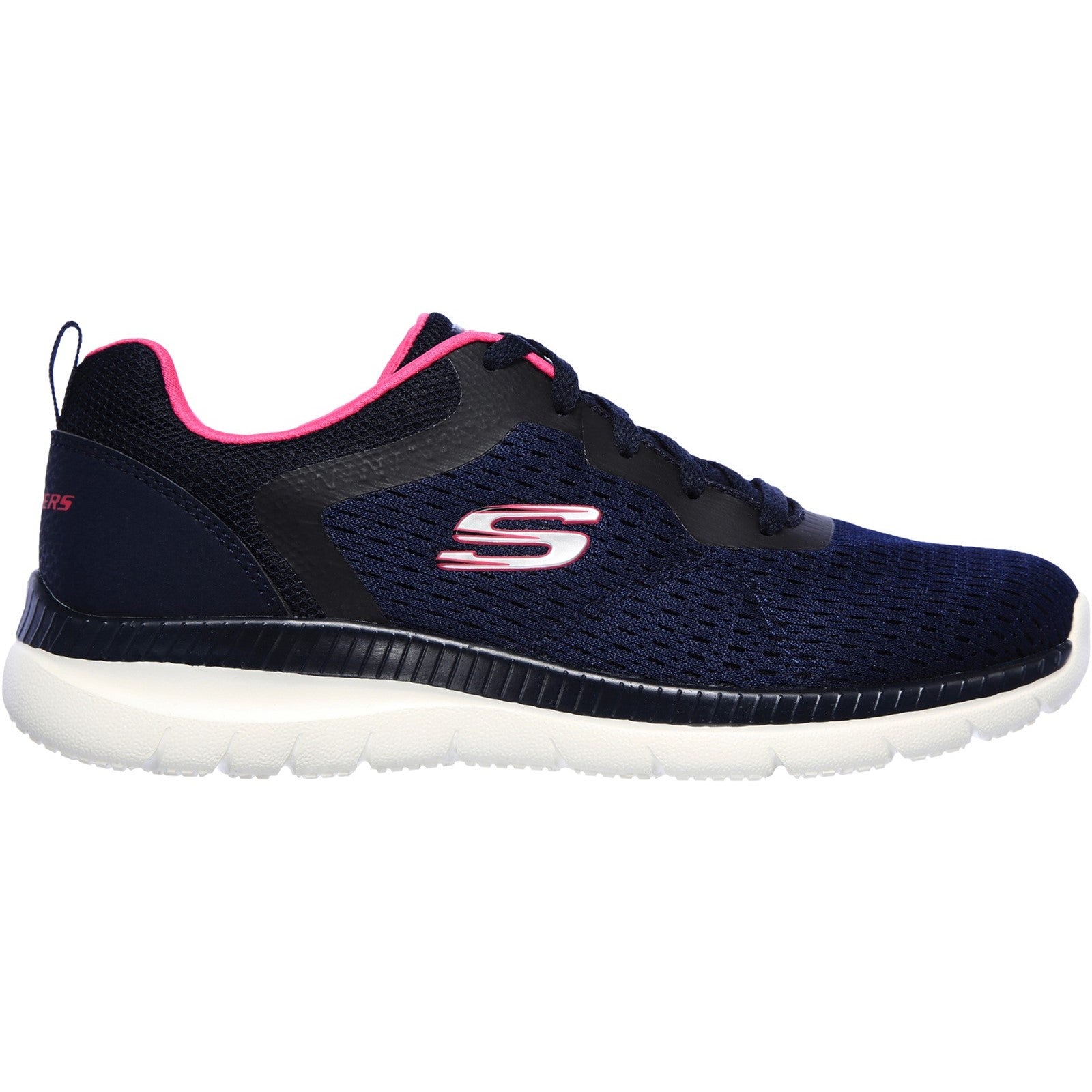 Skechers Womens Bountiful Quick Path 12607-NVHP Navy/Hot Pink Lace Up Shoes