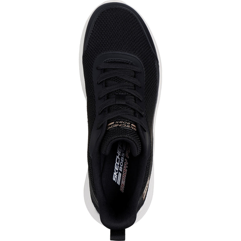 Skechers Womens Bobs Squad Waves Still Wading 117483-BLK Black Lace Up Shoes