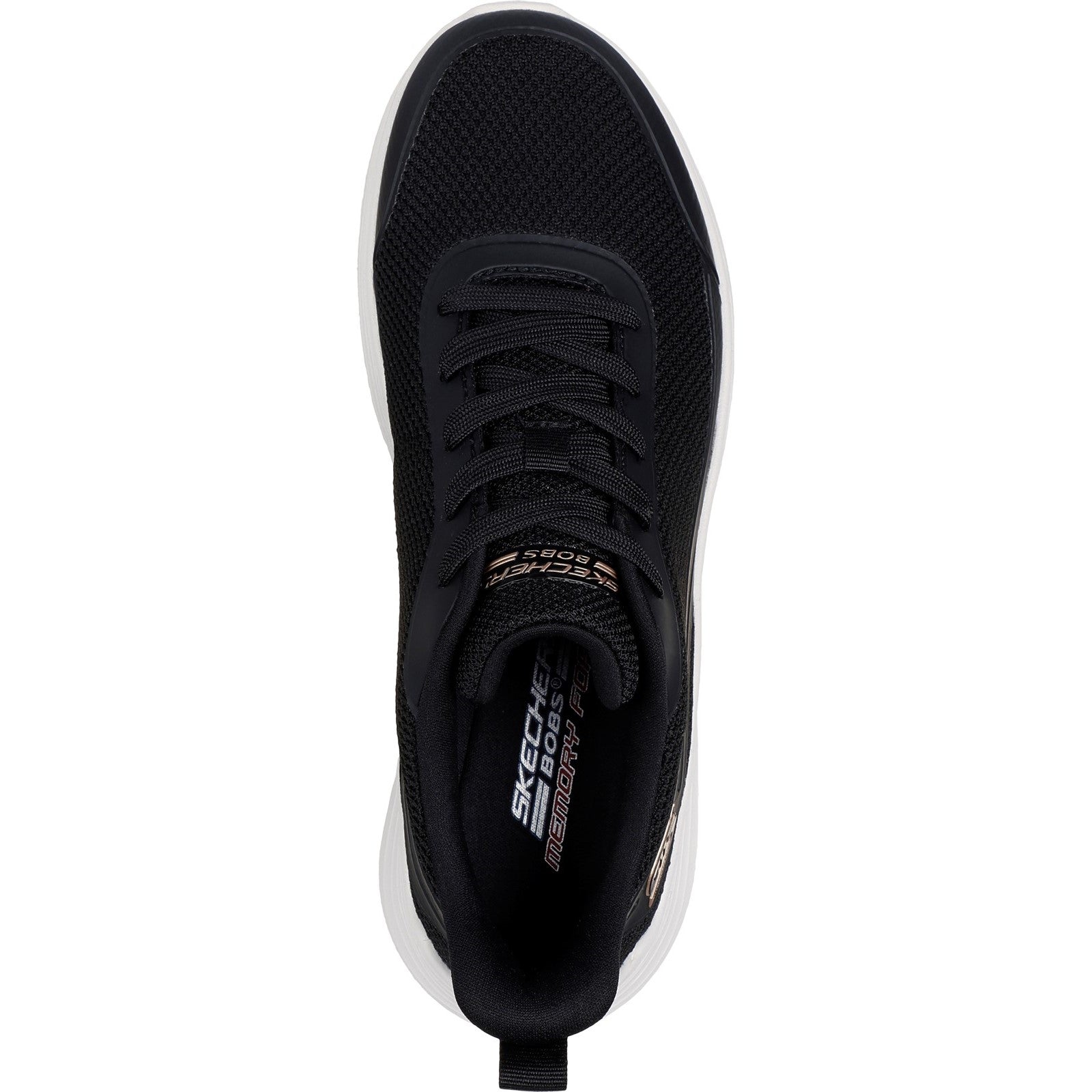 Skechers Womens Bobs Squad Waves Still Wading 117483-BLK Black Lace Up Shoes