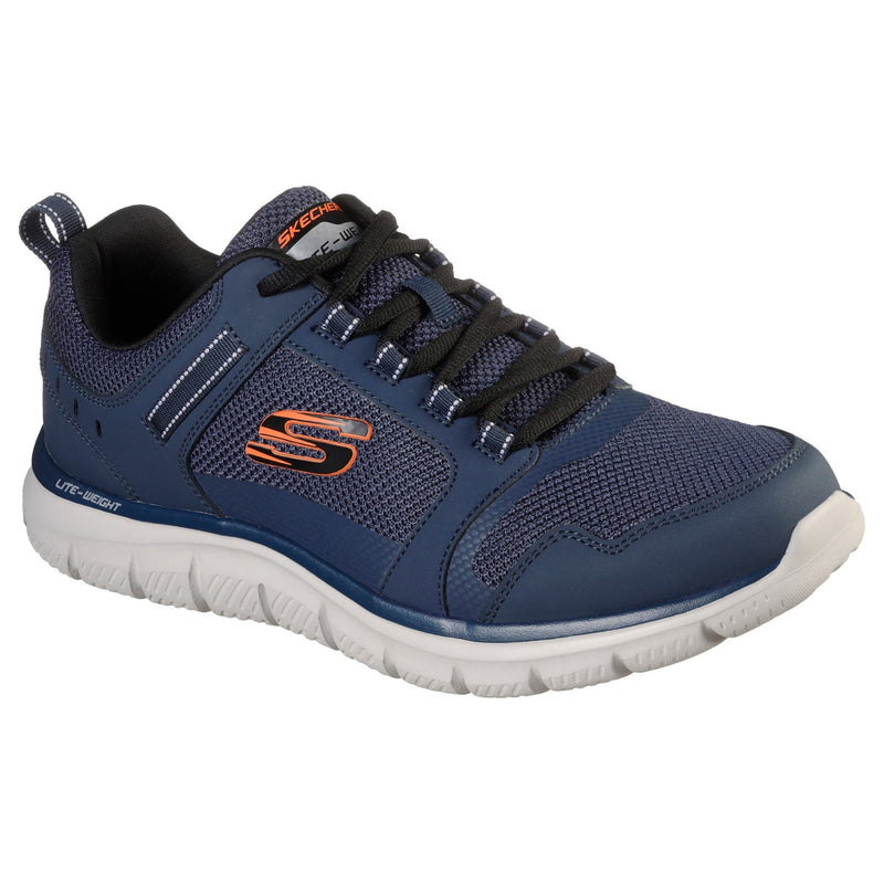 Skechers Mens Track Knockhill 232001-NVOR Navy/Orange Lace Up Shoes
