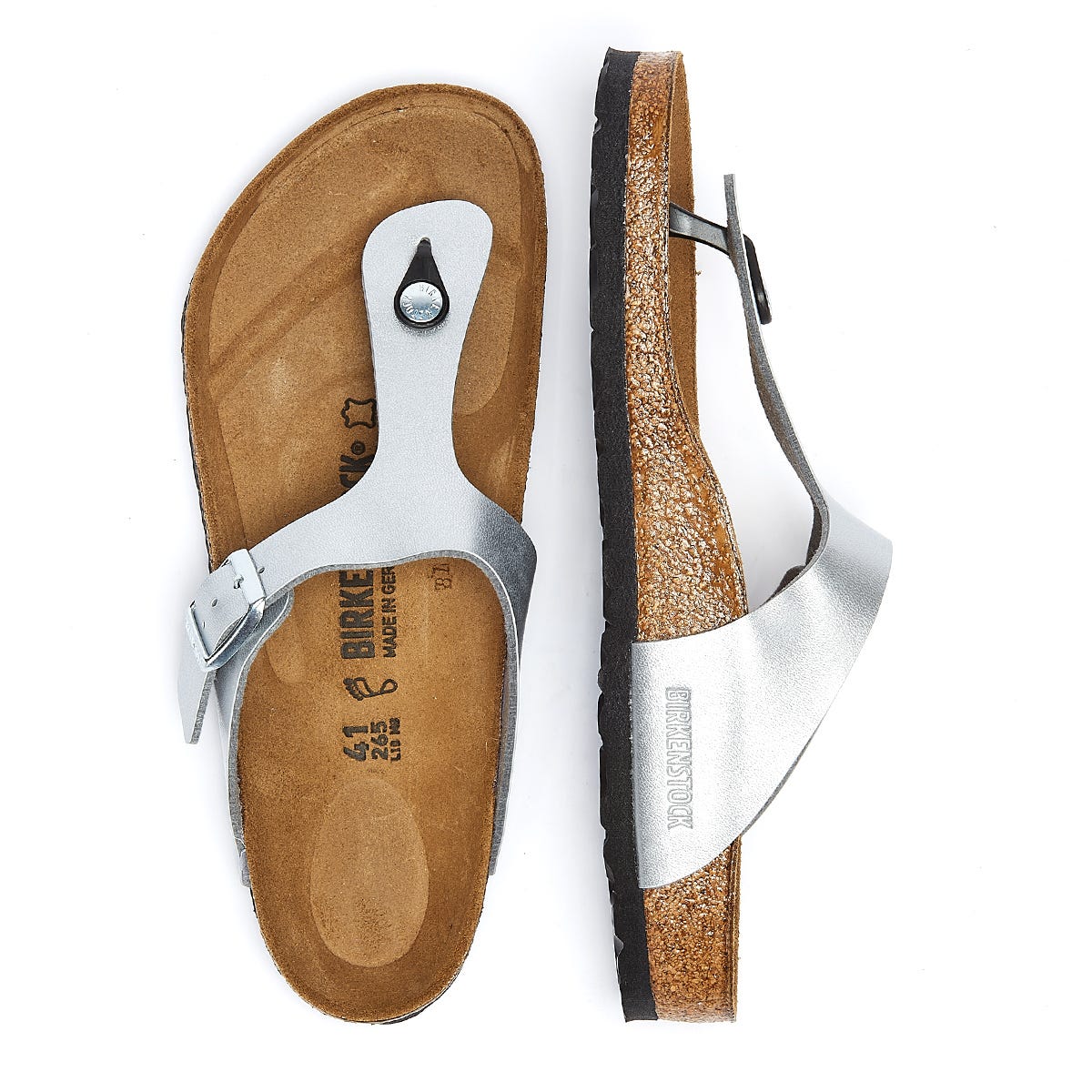 Birkenstock Gizeh Birko Flor Womens Silver Sandals
