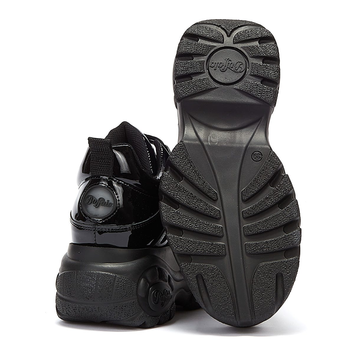 Buffalo London 2.0 Patent Womens Black Trainers