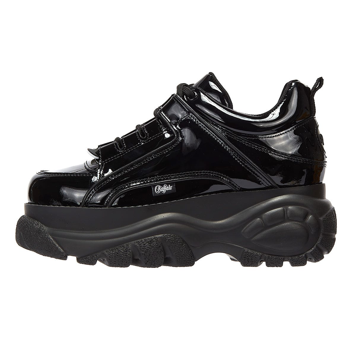 Buffalo London 2.0 Patent Womens Black Trainers