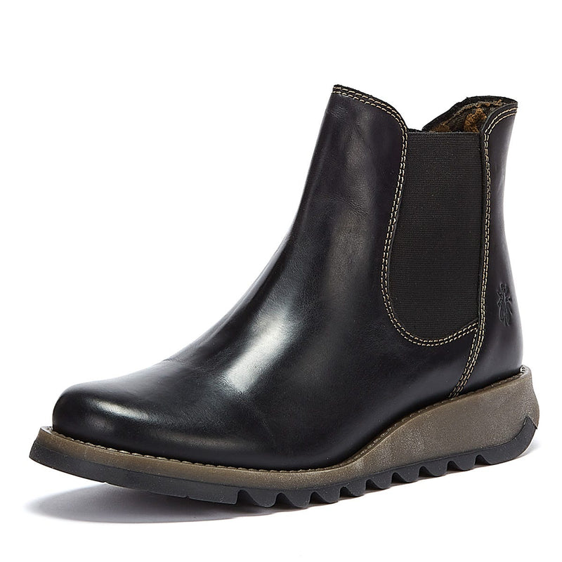 Fly London Salv Womens Black Leather Boots