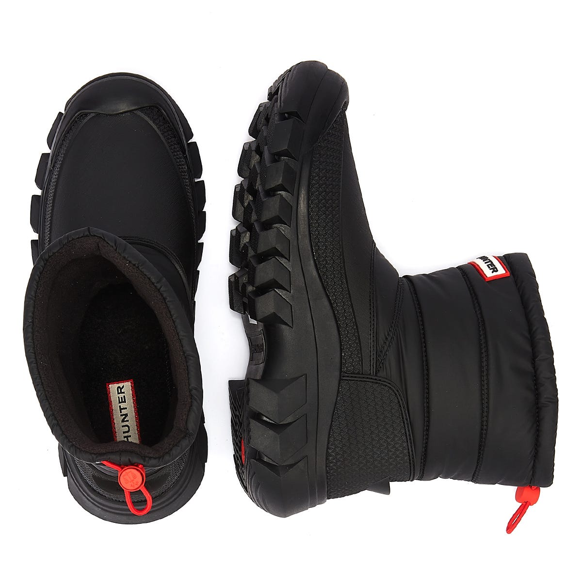 Hunter Intrepid Short Snow Womens Black Leather Boots