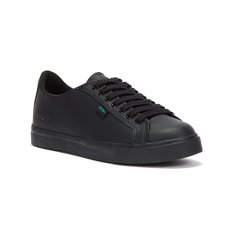 Kickers Youth Black Leather Tovni Lacer Trainers