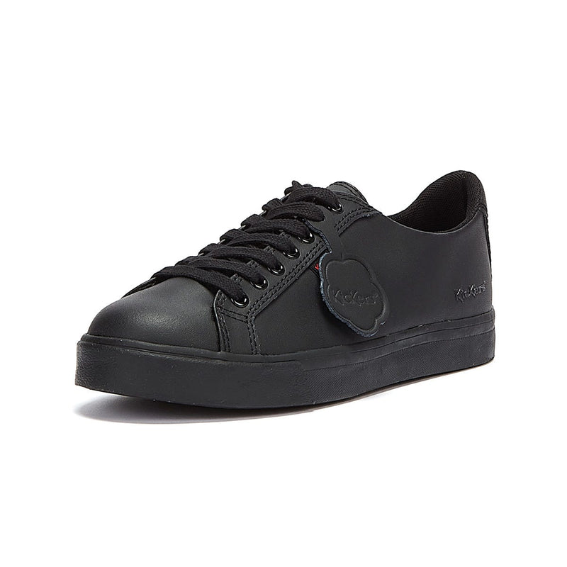 Kickers Youth Black Leather Tovni Lacer Trainers