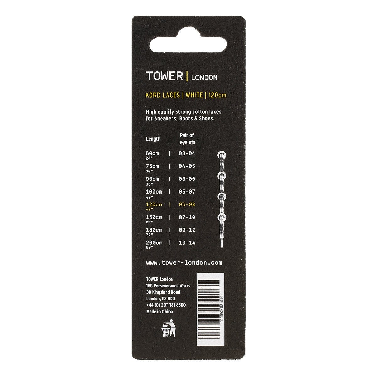 Tower London White Kord Laces (120cm)