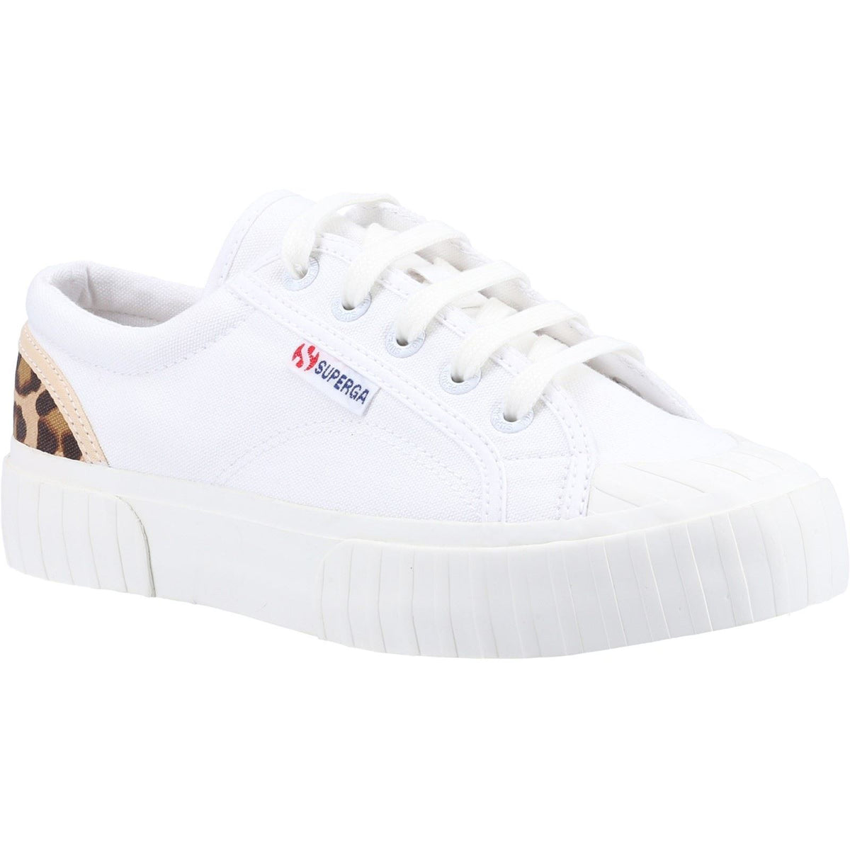2630 Stripe Pad Leopard 100% Cotton White Leopard Trainers