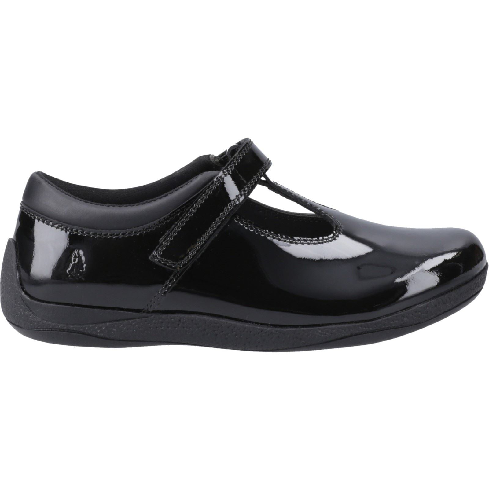 Hush Puppies Caitlin T-Bar Leather Youth Girl's Black Shoes
