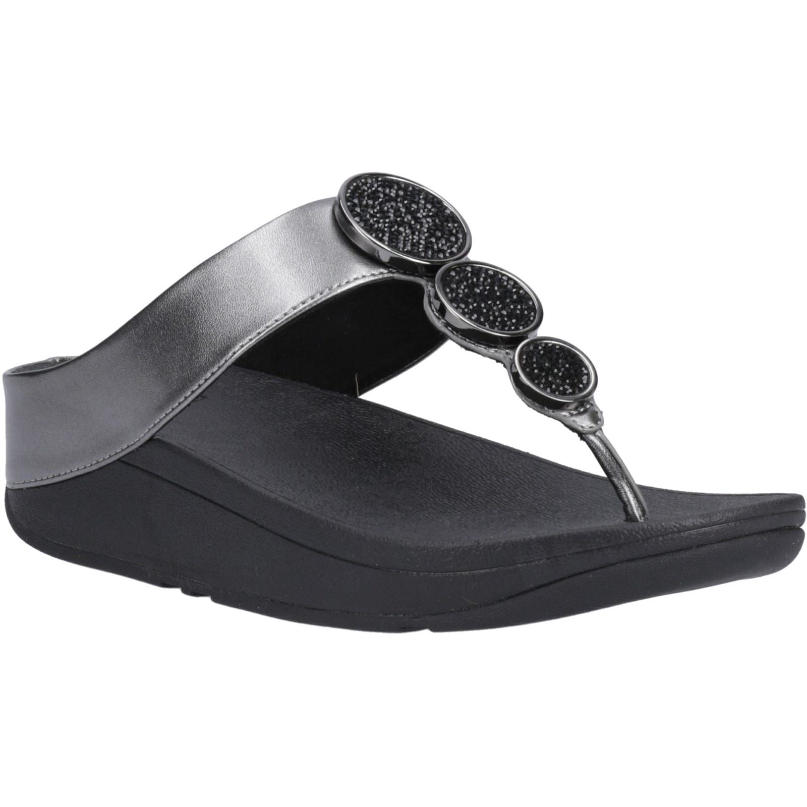 Fitflop Halo Polyurethane Women's Pewter Black Sandals