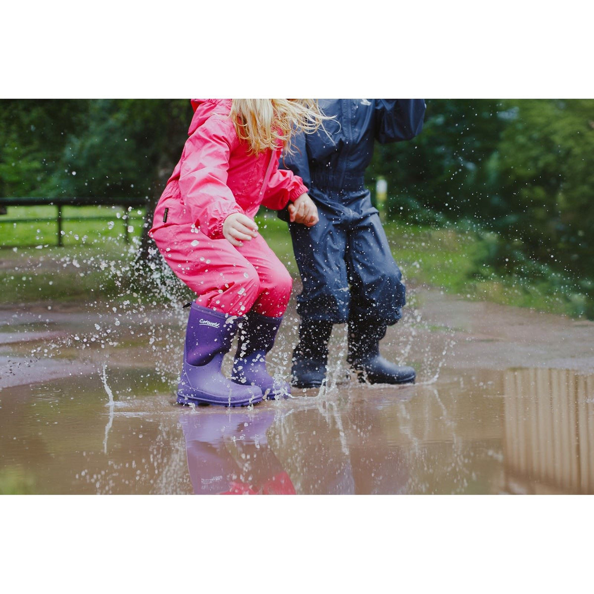 Cotswold Kids Hilly Synthetic Purple Wellington Boots