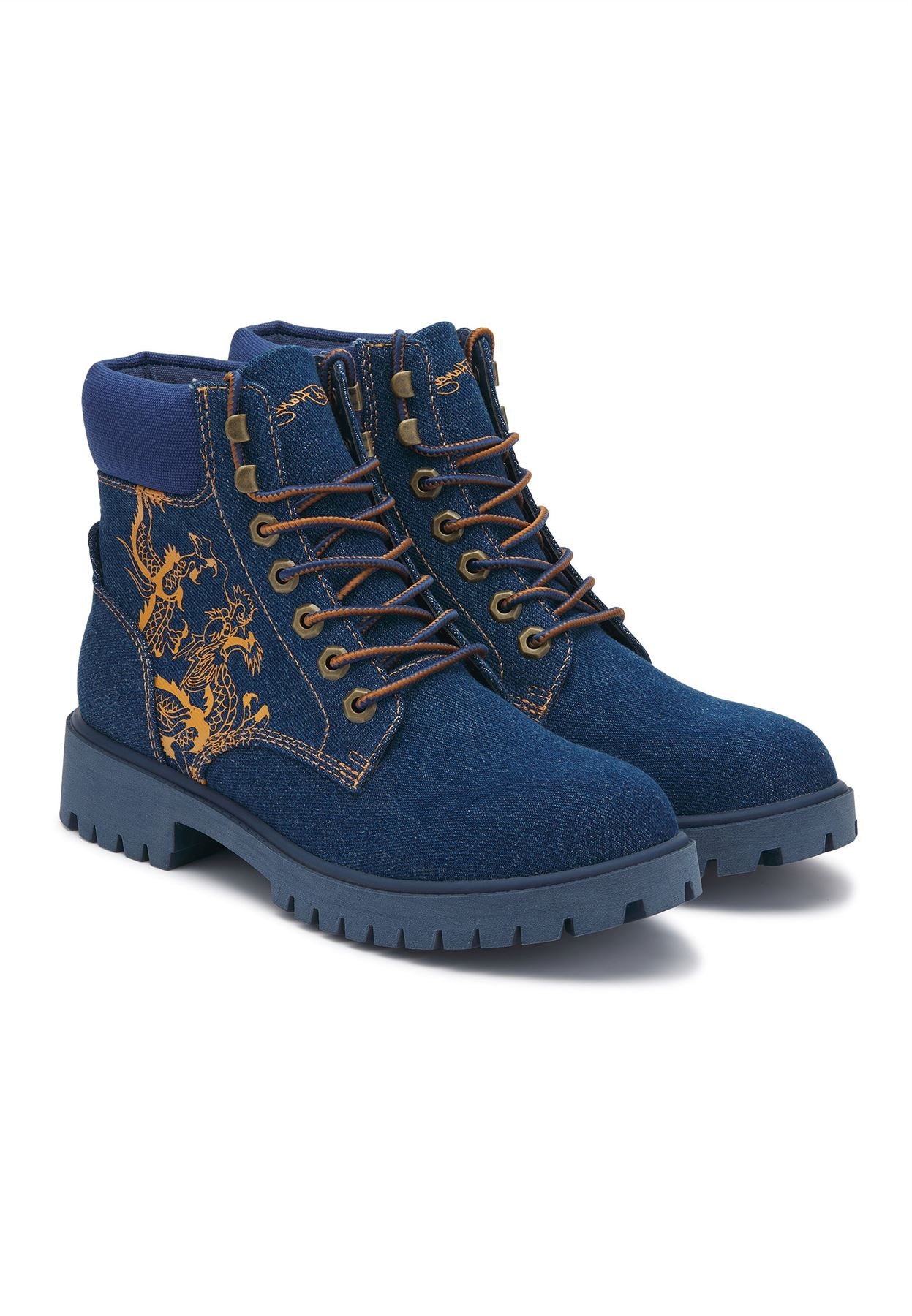 Ed Hardy Dancing Dragon Denim Women's Indigo Boots