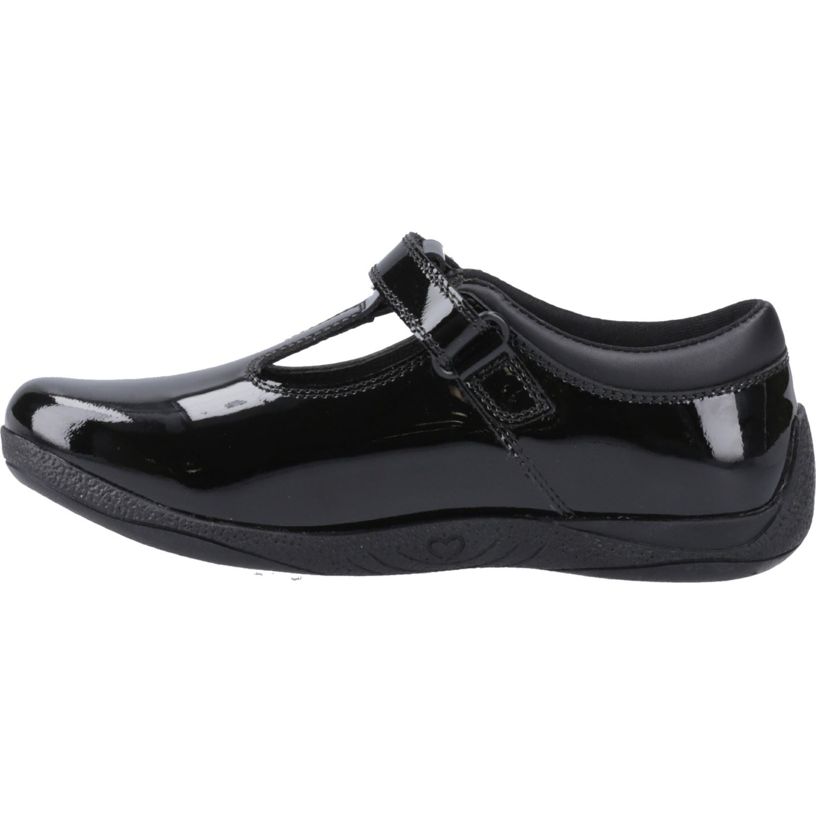 Hush Puppies Caitlin T-Bar Leather Youth Girl's Black Shoes