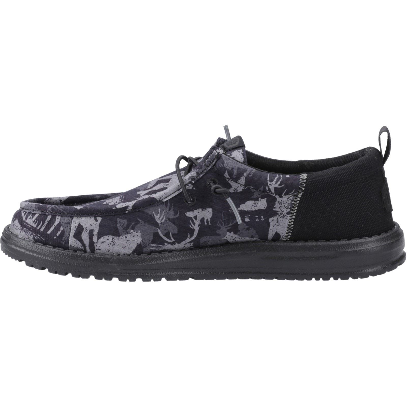 HEYDUDE Wally Funk Hunt Camo Canvas Men's Black Shoes