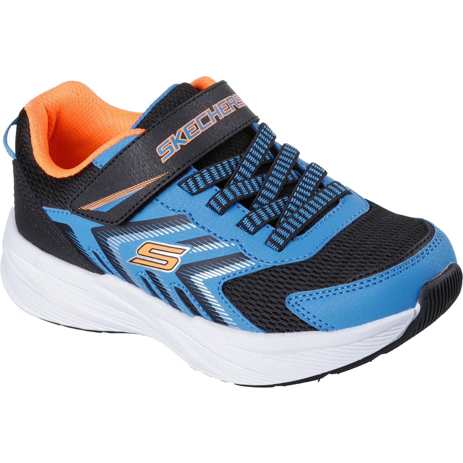 Skechers Microspec Tread Black & Blue/Orange Trainers