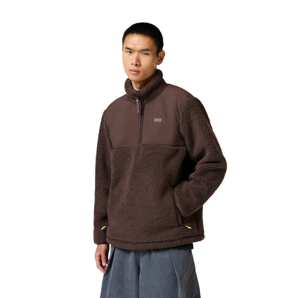 Hunter Elements 1/4 Zip Borg Fleece Polyester Men's Brown Fleece Pullover