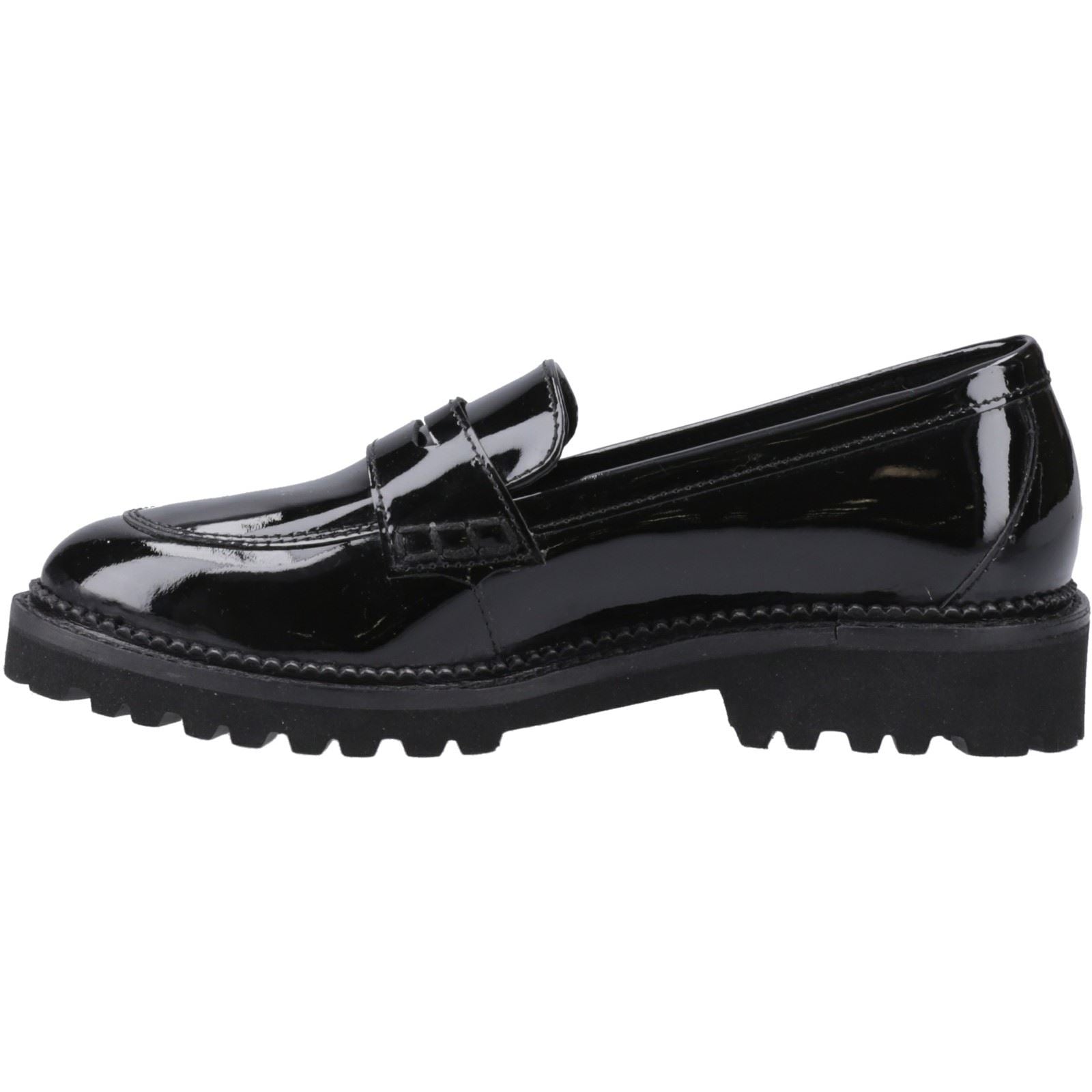 Hush Puppies Grazia Patent Leather Junior Black Loafers