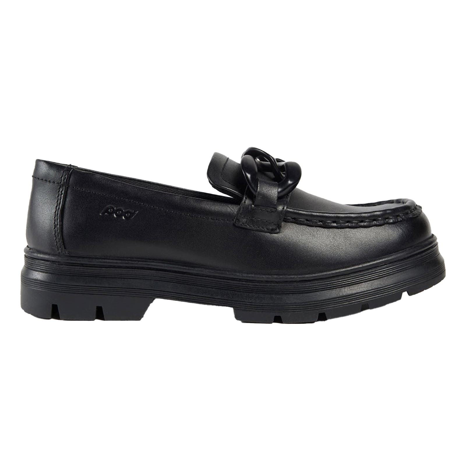 Pod Mina Leather Youth Girl's Black Loafers