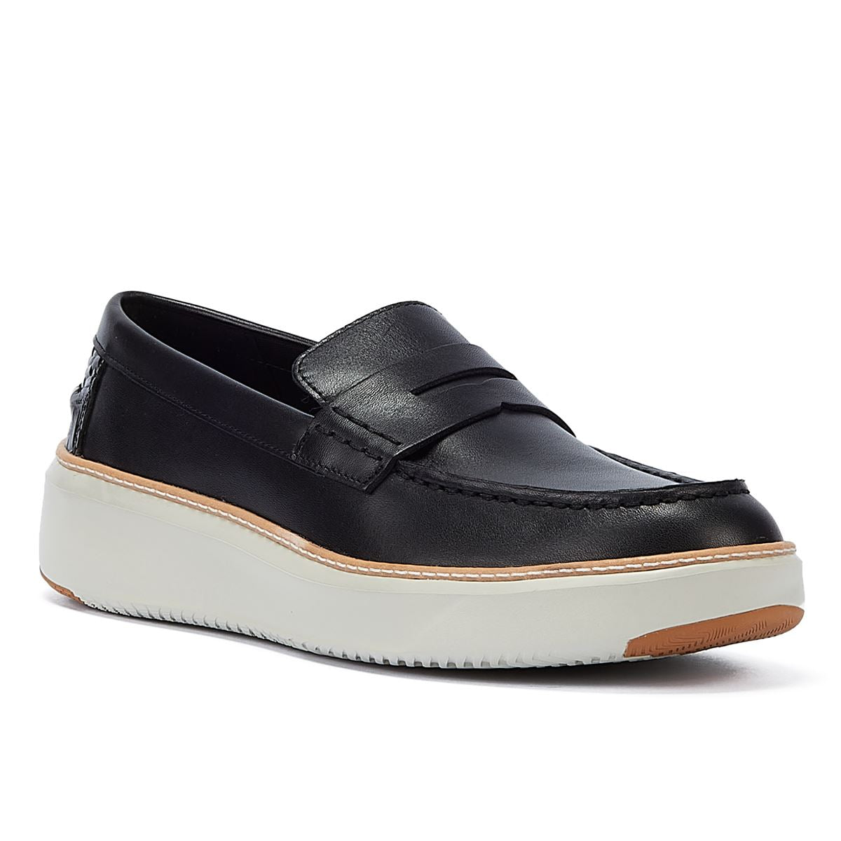 COLE HAAN TOPSPIN MEN'S BLACK LEATHER LOAFERS