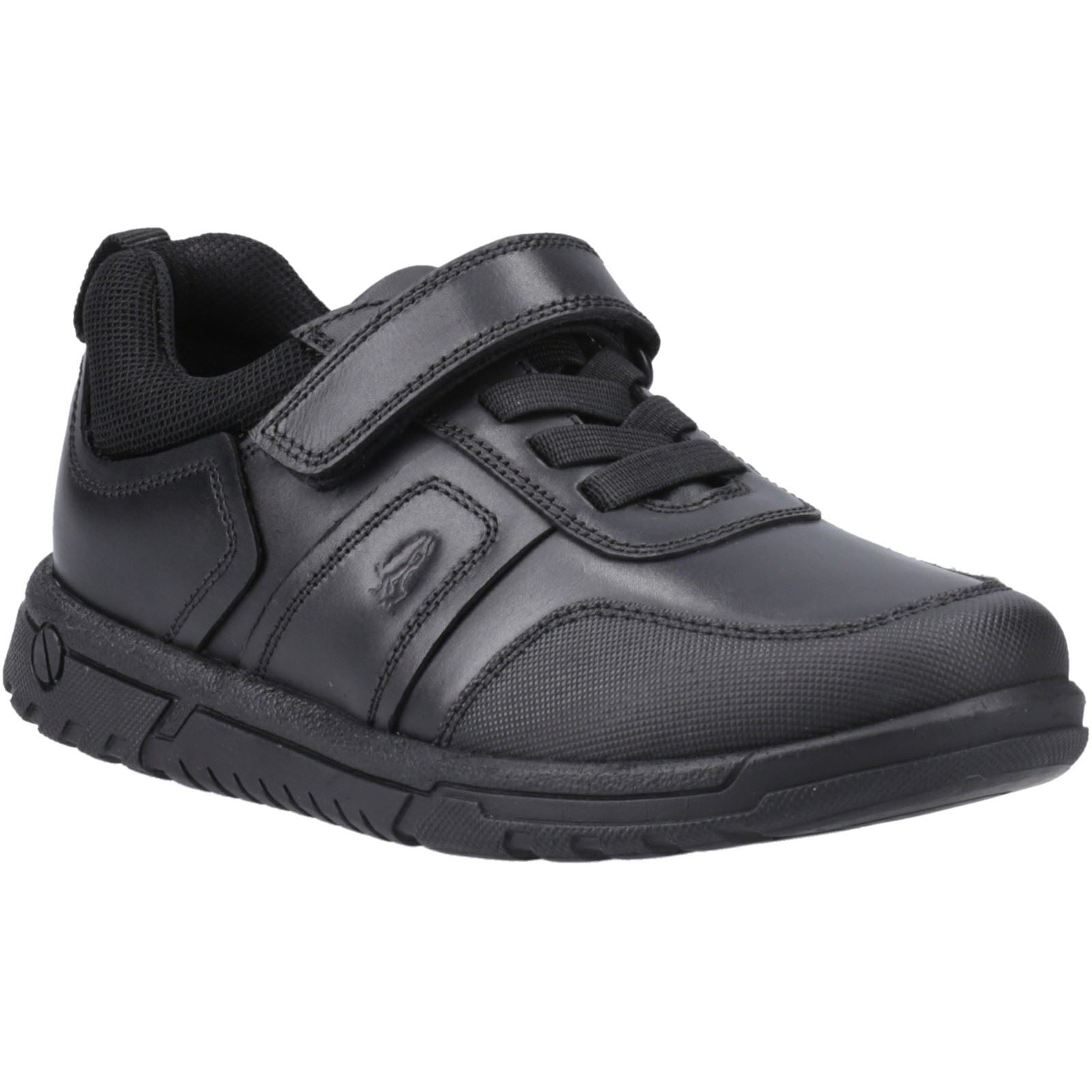 Hush Puppies Sutton Bungee Leather Youth Boy's Black Lace-Up Shoes