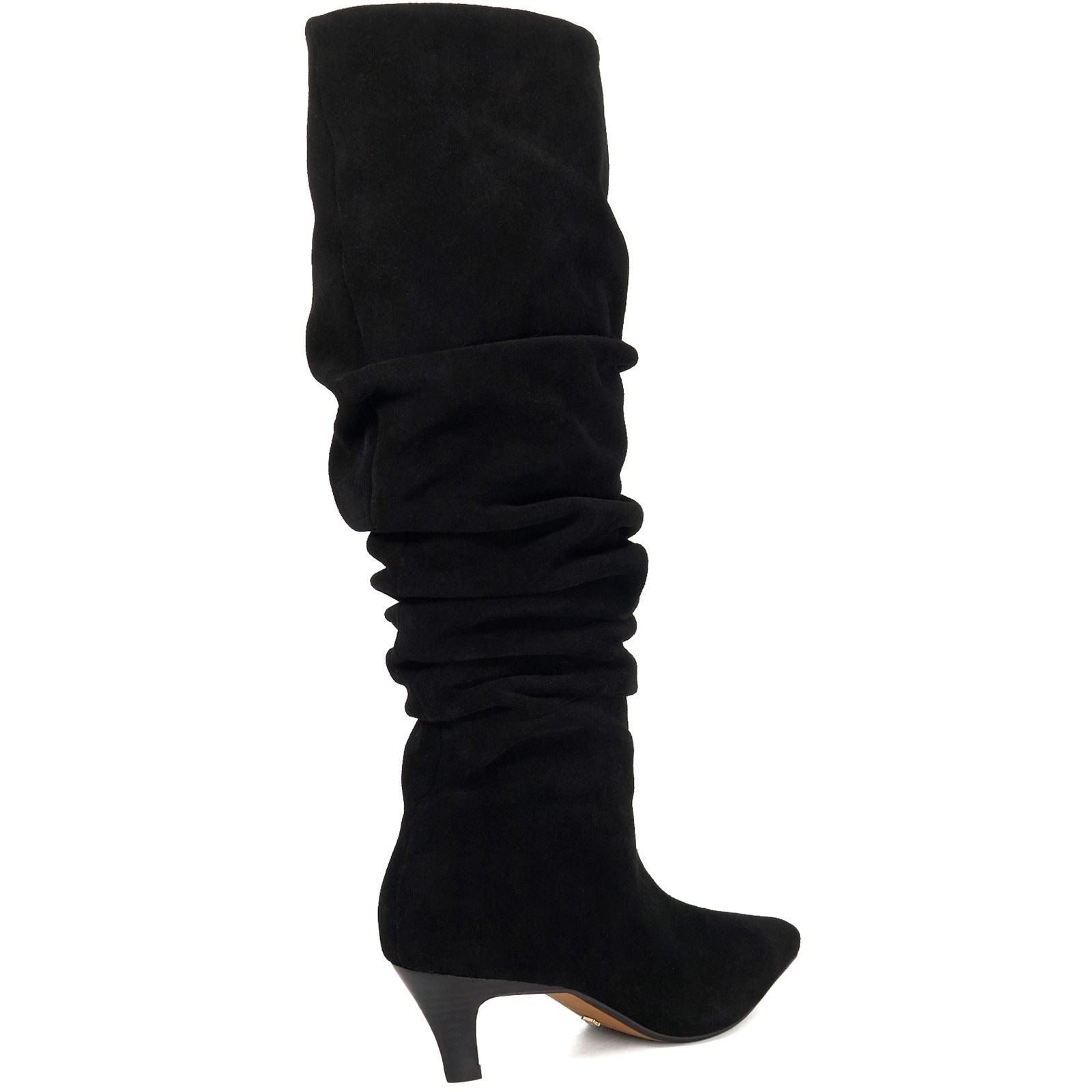 Dune Saunders Leather Women's Black Heeled Knee High Boots