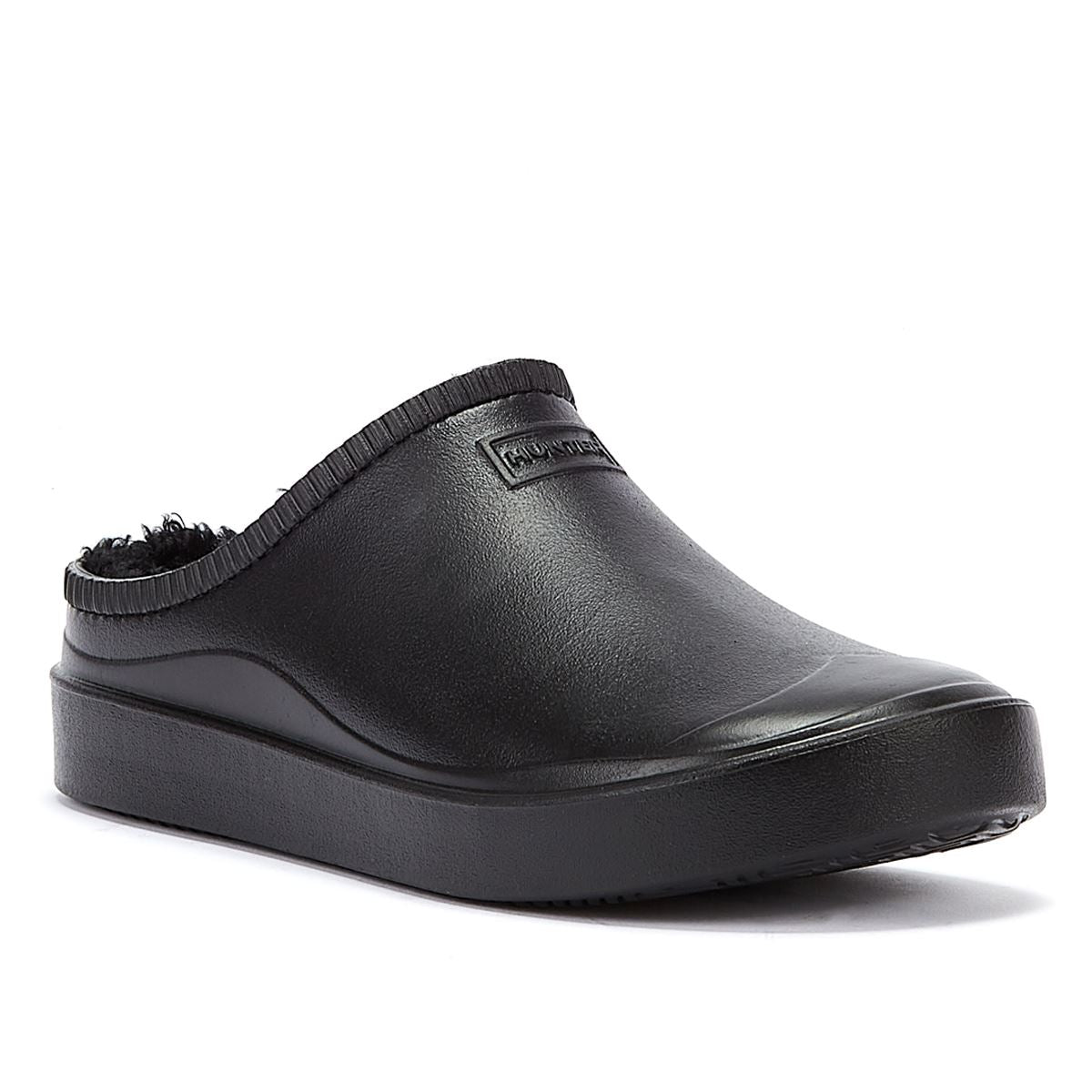 Hunter Bloom Lined Mule Black Clogs