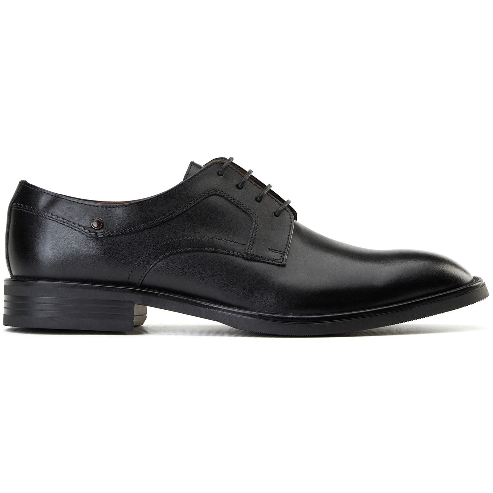 Base London Sleeve Leather Men's Black Lace-Up Shoes