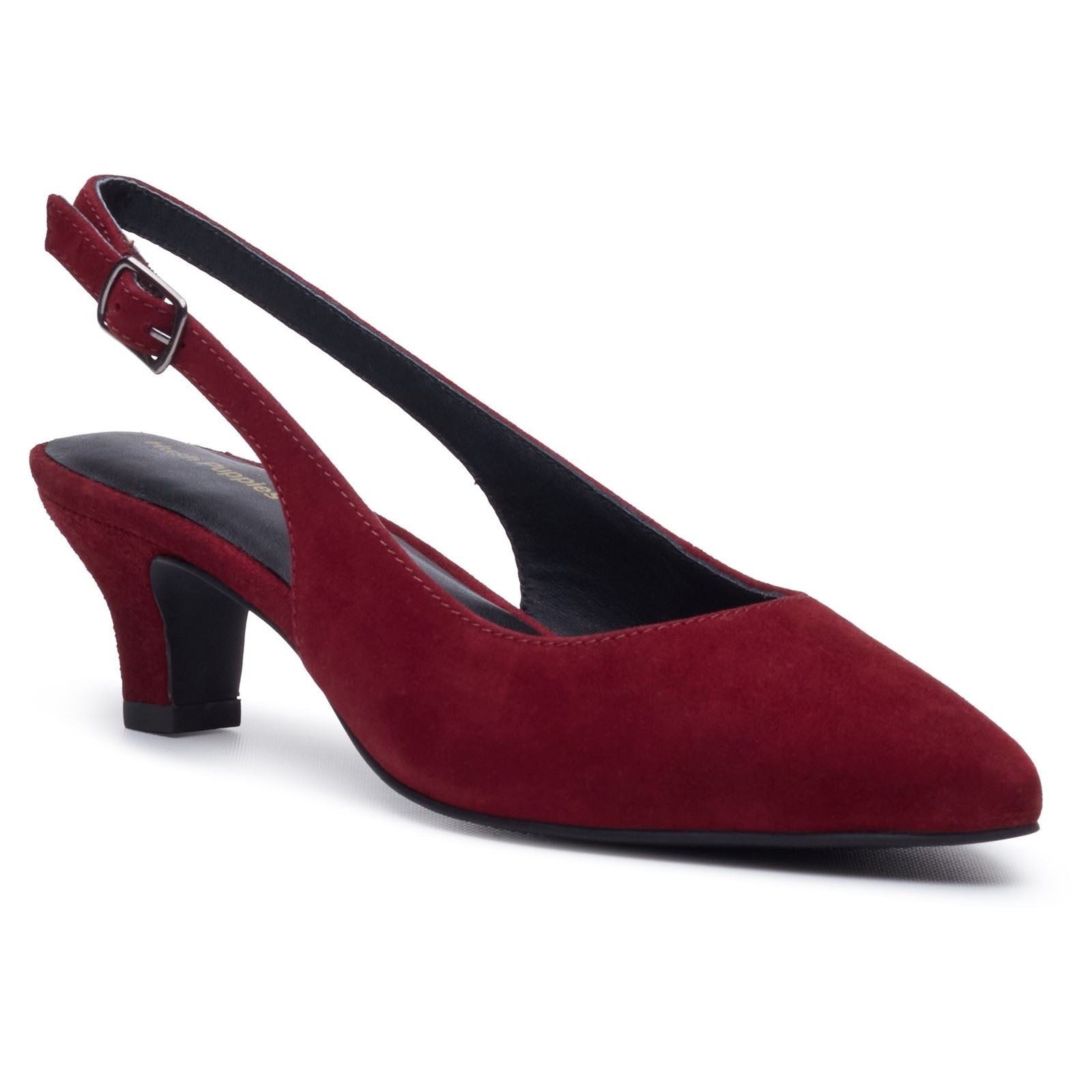 Hush Puppies Nahla Buckle Kitten Heel Women's Bordeaux Pointy Slingback Shoes