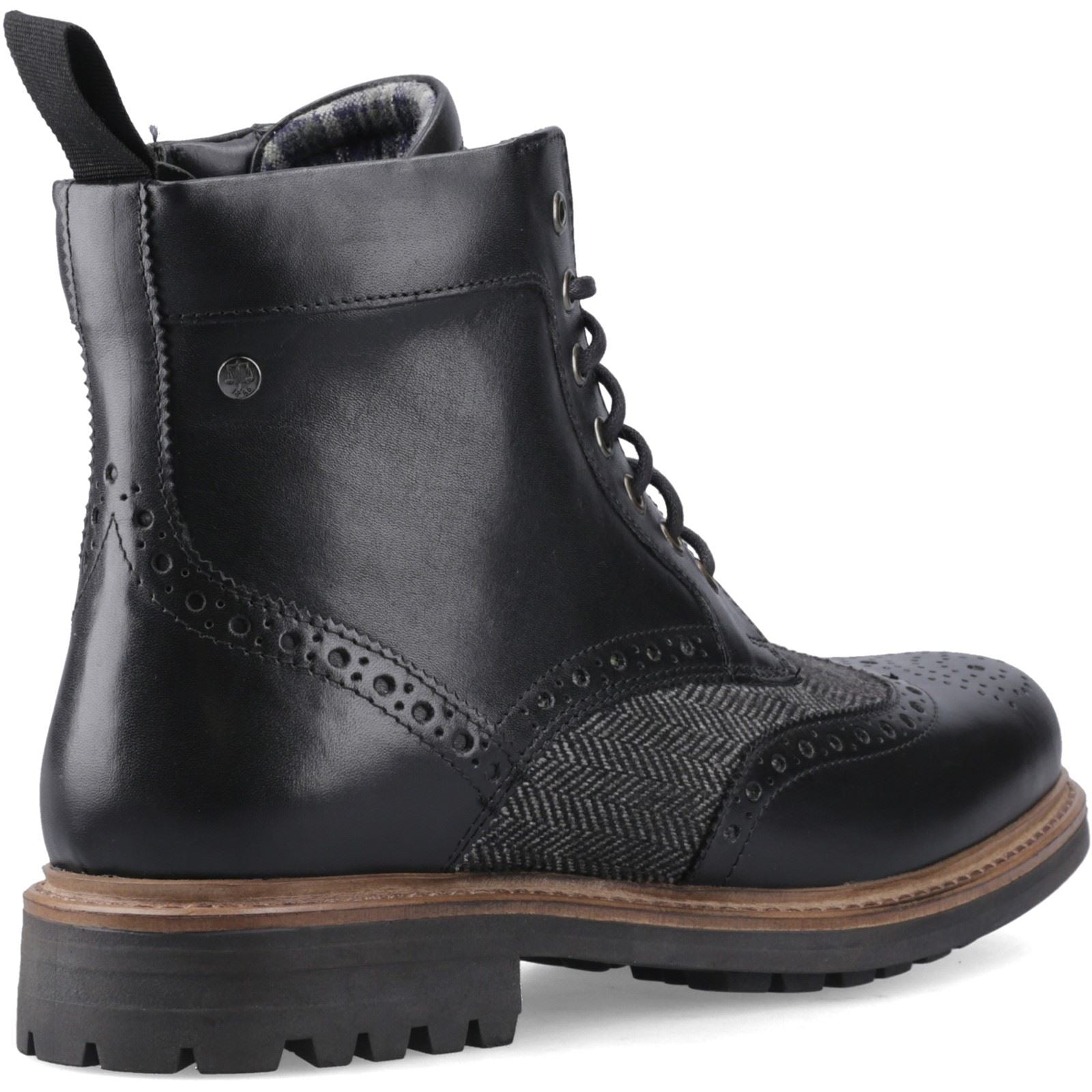 Hunter Loch Brogue Ankle Boot Leather Men's Black Ankle Boots