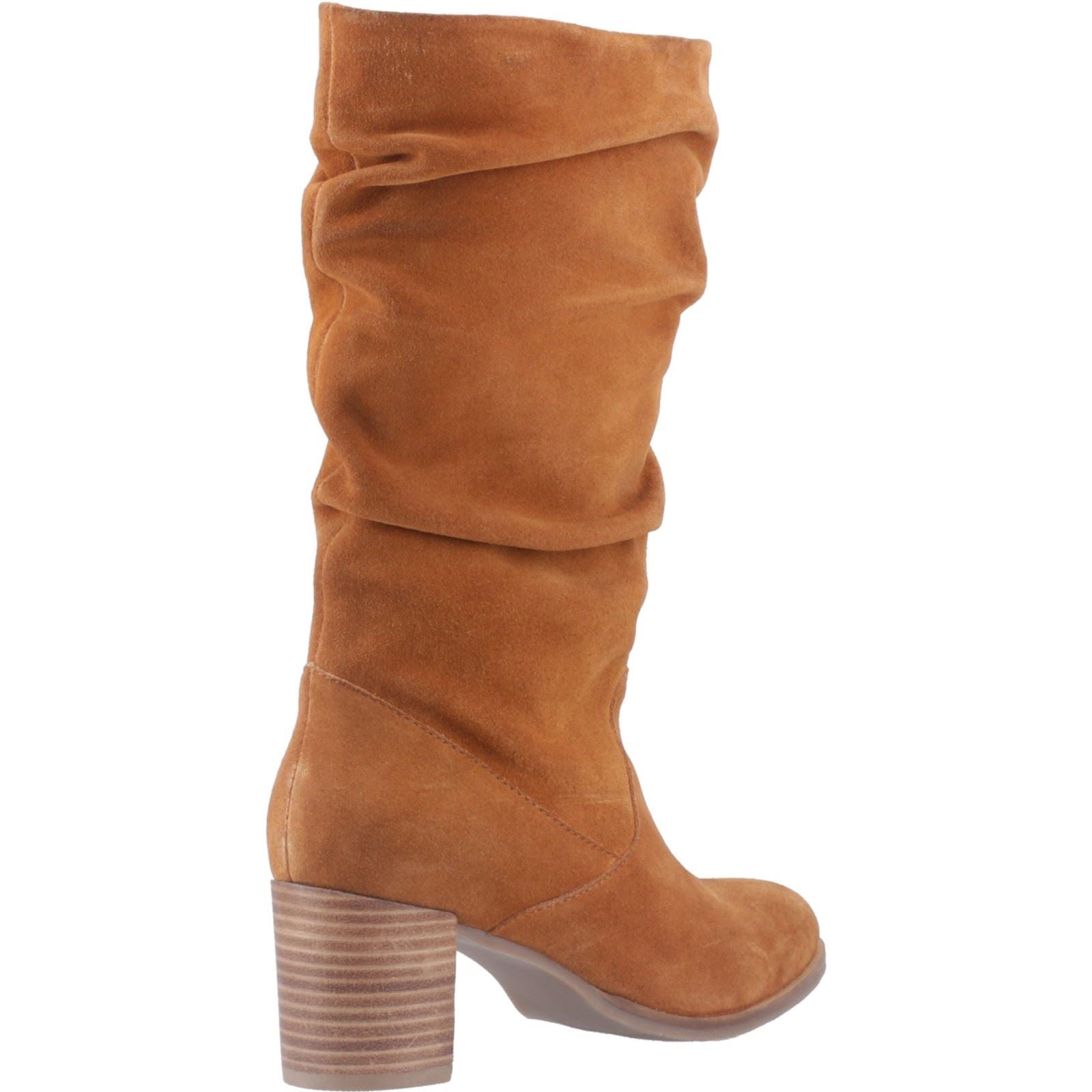Hush Puppies Cosima Suede Women's Tan Heeled Knee High Boots