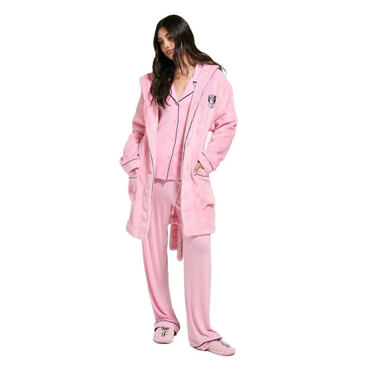 Juicy Couture Crest Robe Polyester Women's Pink Loungewear Robe