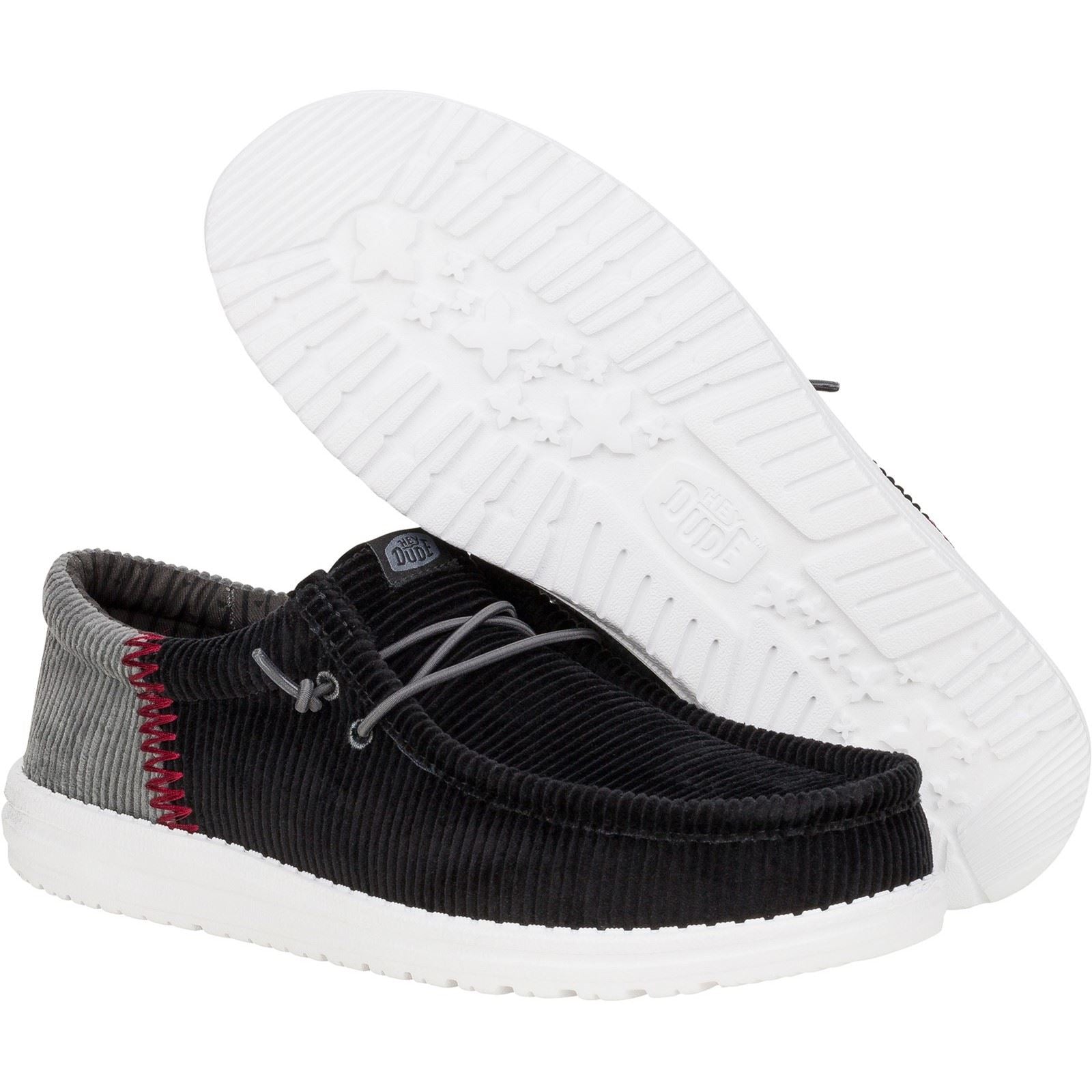 HEYDUDE Wally Funk Corduroy Textile Men's Black Shoes